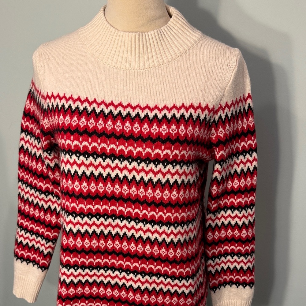 Talbots Wool Blend Red Patterned Sweater Size S - image 4